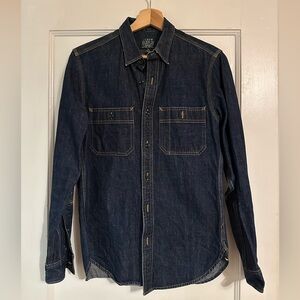 J Crew Denim Selvedge Shirt Indigo Dyed